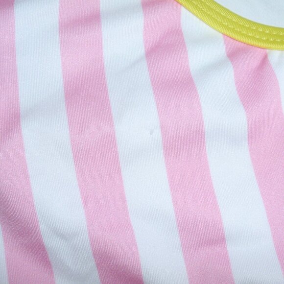 3pc Lands End Mix Match Pink Striped Lemons Bikini Rash Guard Swimsuit Set Sz 14 - Picture 4 of 16